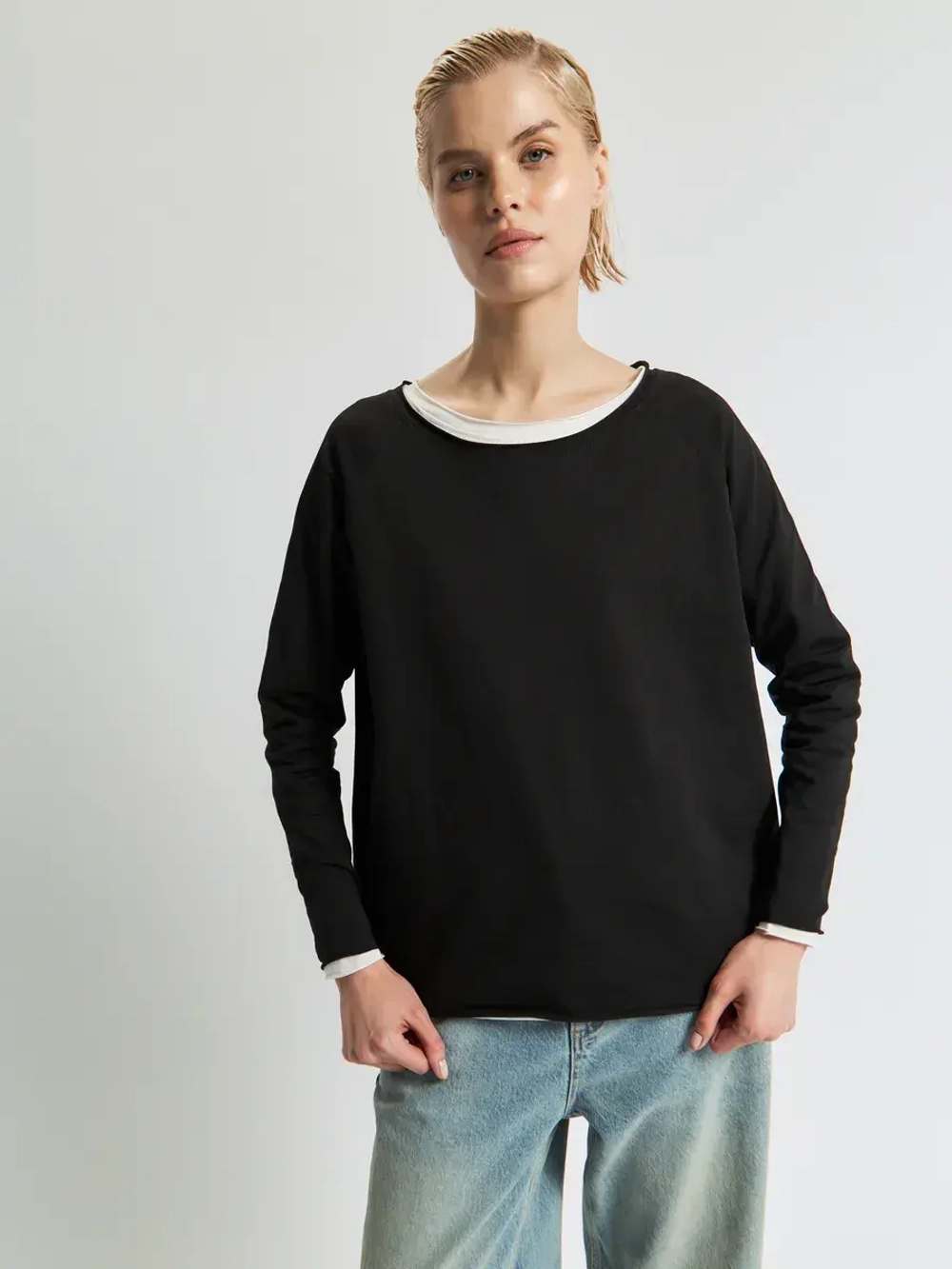 Лонгслив оверсайз реглан черный