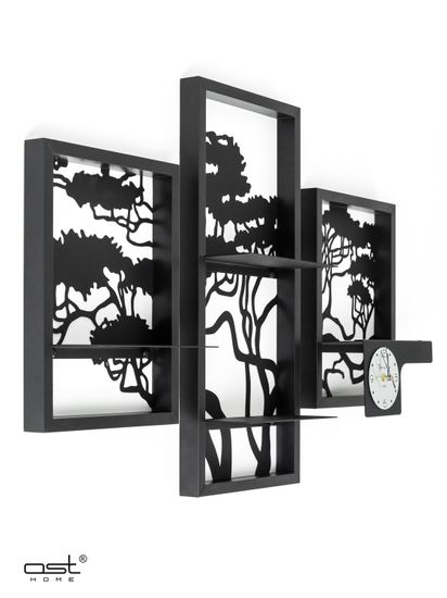 Полки панно с часами "Акация"