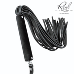 Черная кожаная плеть-флоггер - 84 см. (Цвет: черный)