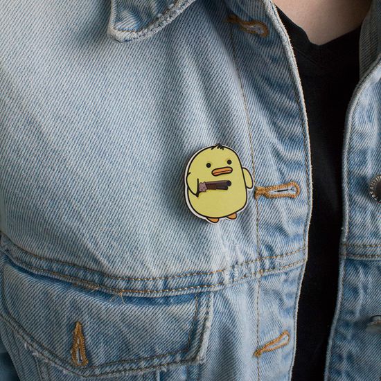 Значок деревянный (брошь)  Утка Мем Bad. Fire Pin