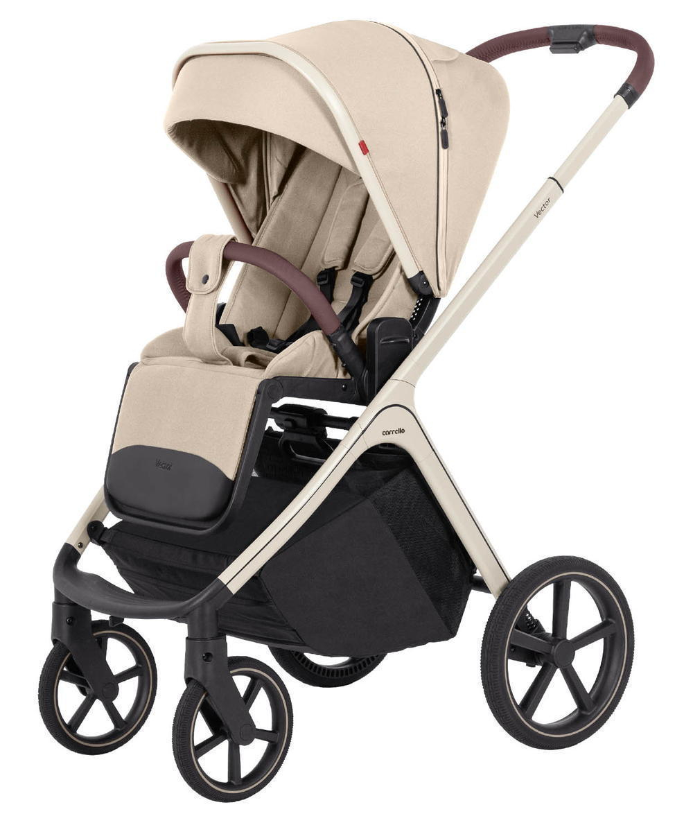 Коляска Carrello Vector CRL-6550 Nova DK791 Grey Line с базой Isofix 3 в 1 Seashell Beige
