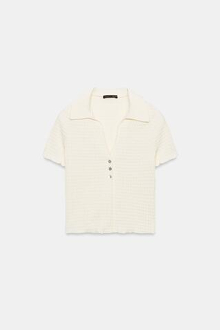 ZARA УКОРОЧЕННЫЙ ЖАКЕТ ИЗ РЕЛЬЕФНОЙ ТКАНИ, ЭКРЮ