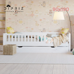 Односпальная кровать 90х190 Лили с выдвижным спальным местом из массива сосны, белая