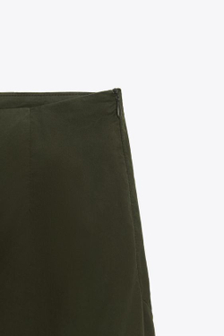 ZARA ЮБКА АСИММЕТРИЧНОГО КРОЯ, ТЕМНЫЙ ХАКИ