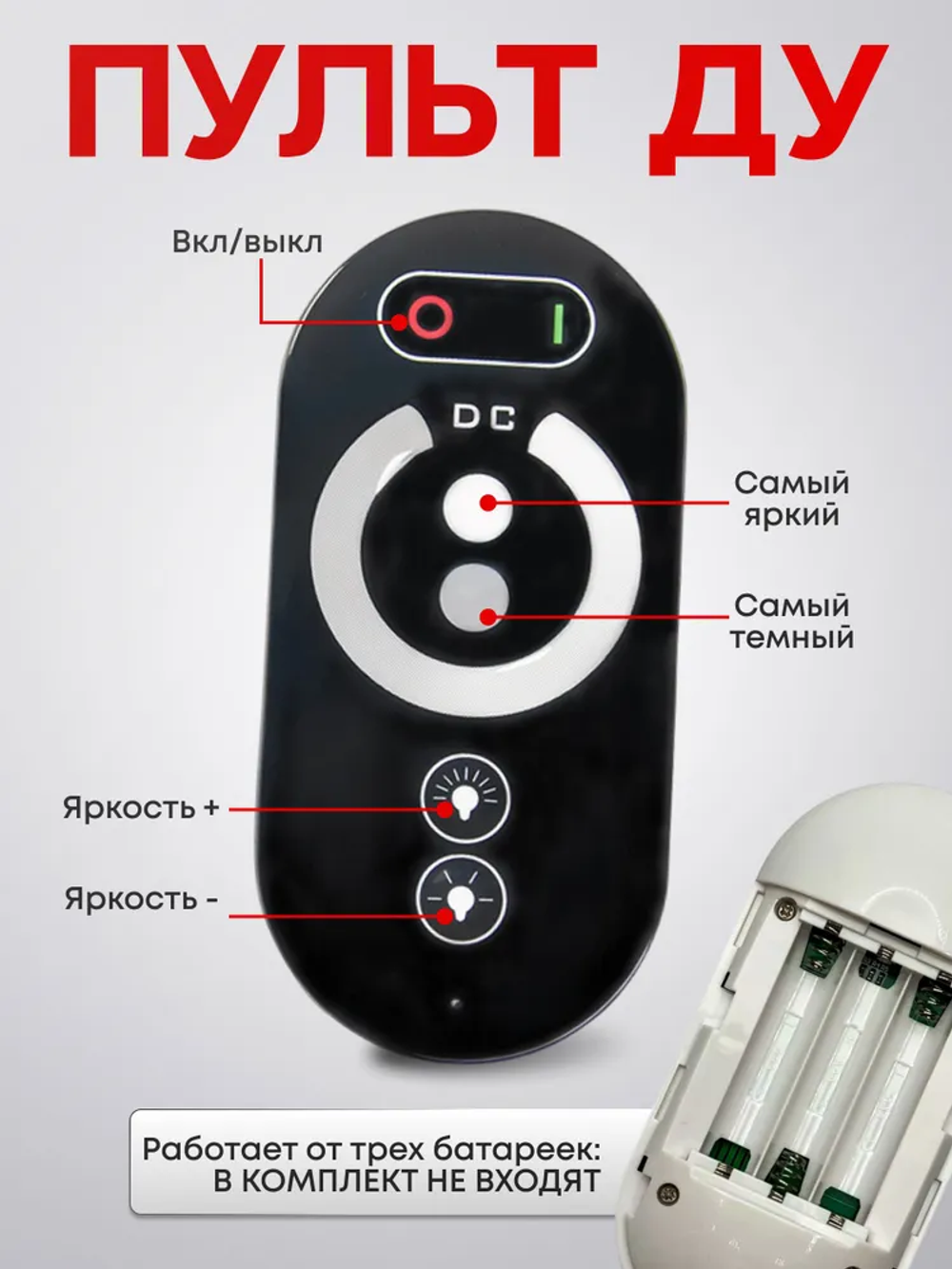 Диммер управления монохромными светодиодными лентами с сенсорным пультом ДУ / 12В - 24В / 216W-432W, КСЕНЯ