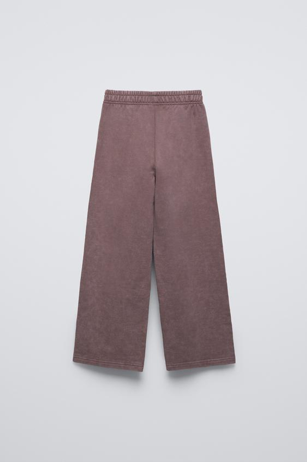 ZARA БРЮКИ WIDE LEG ИЗ МЯГКОЙ ТКАНИ С ЭФФЕКТОМ ПОТЕРТОСТИ, КОРИЧНЕВЫЙ