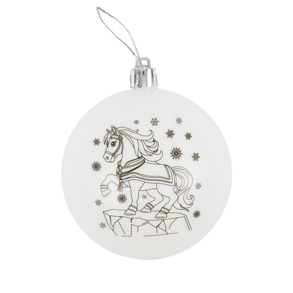 Заготовка пластиковая для росписи D=8см "Шар лошадь" Символ года