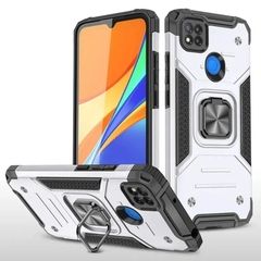 Противоударный чехол Strong Armour Case с кольцом для Xiaomi Redmi 9C (Серебро)