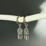 Серьги конго Ловец снов с вишневым янтарем