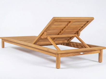 Шезлонг САПОРИ тик, светло-серый матрас, подушка