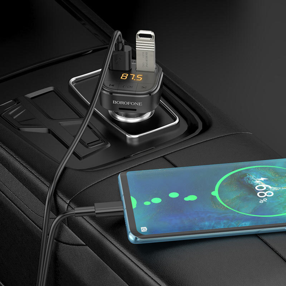 FM-трансмиттер+АЗУ QC 3.0 Bororfone BC43