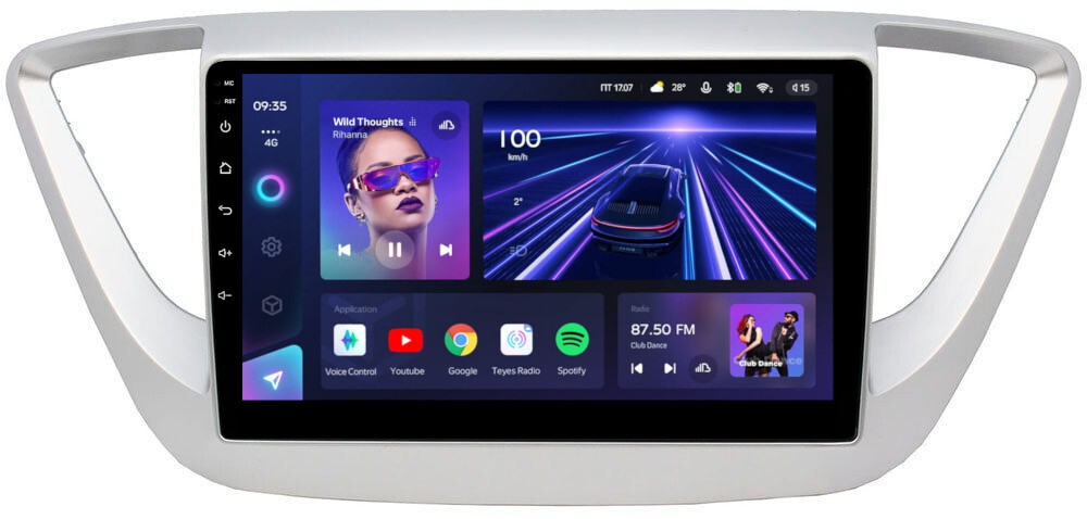 Магнитола для Hyundai Solaris 2 2017-2022, Solaris HS 2024+ (рамка серебро) - Teyes CC3L на Android 10, 8-ядер, CarPlay, 4G SIM-слот