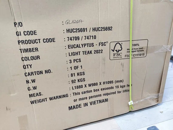 Комплект уличной мебели Woodland из массива эвкалипта, диван, 2 кресла, столик