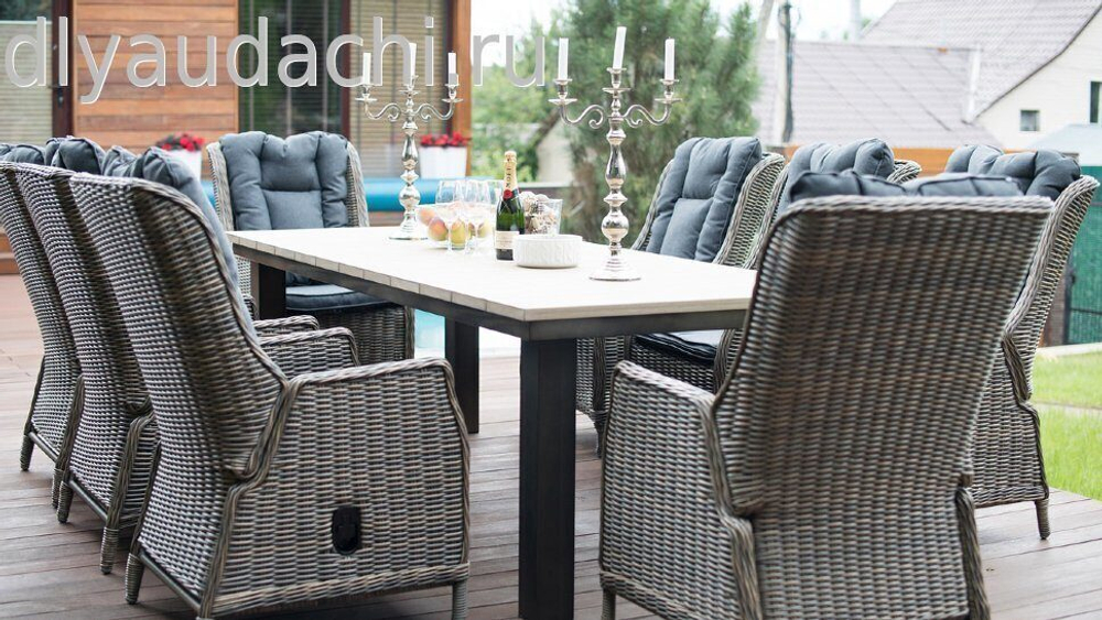 Регулируемое кресло из искусственного ротанга /алюминиевый каркас ВЕРОНА с подушками