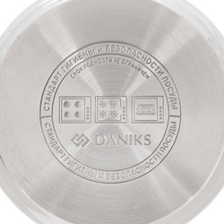 Кастрюля нерж, 16 л, с крыш, Daniks, Общепит, SD-6BP-16, индукц