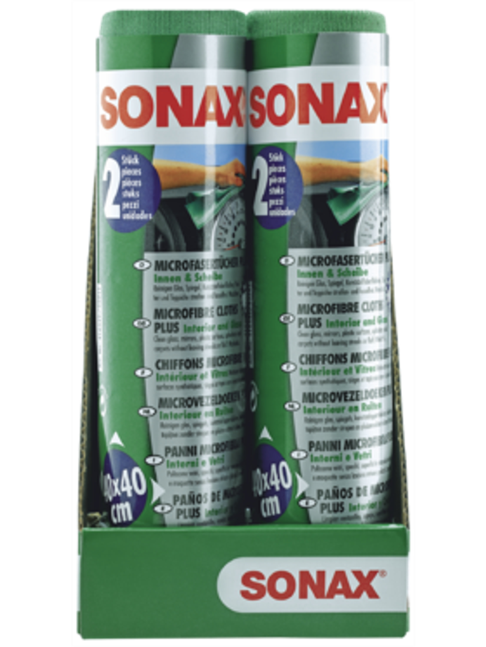 416541 SONAX Салфетки из микрофибры для салона и стекла PLUS 1уп.