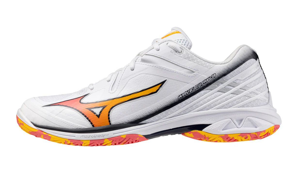 Мужские кроссовки для бадминтона/сквоша Mizuno Wave Claw 3 - white/citrus/calypso coral