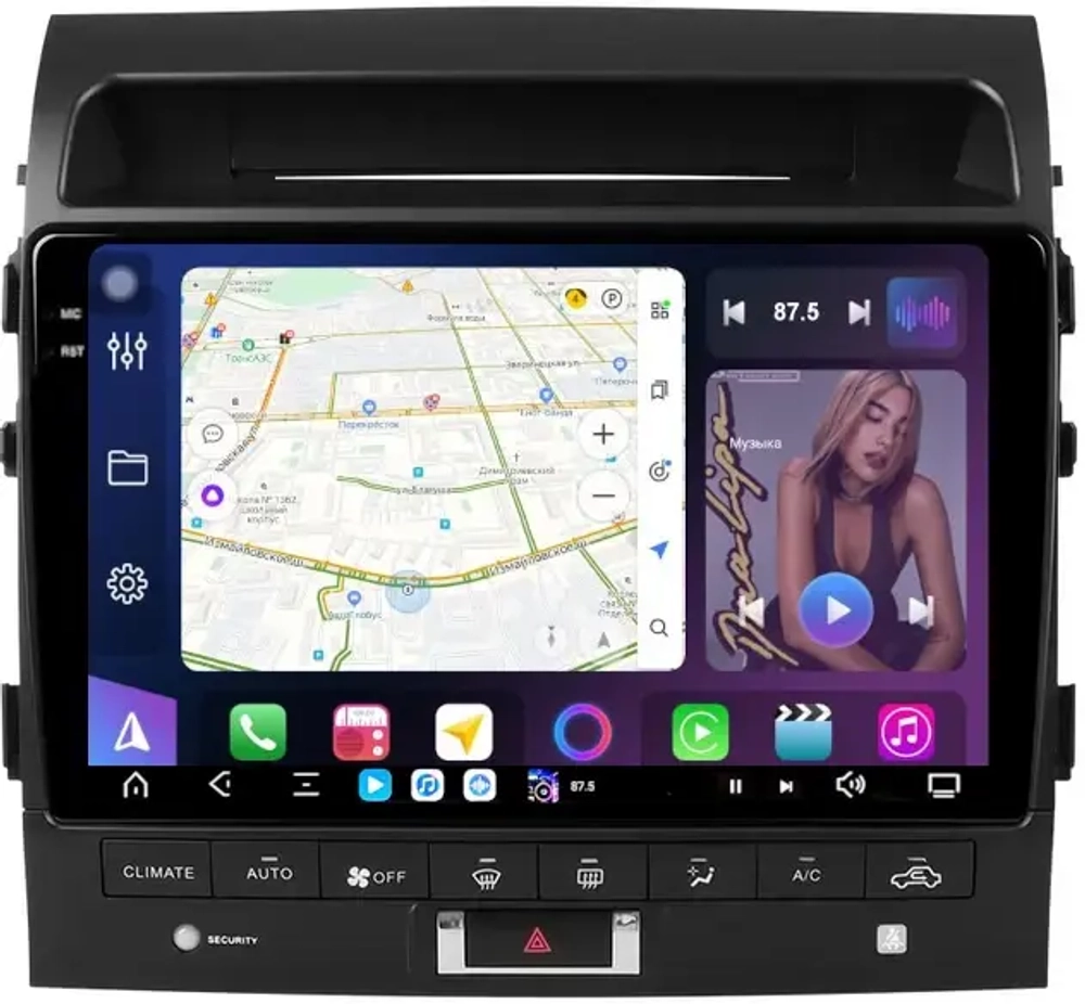 Магнитола для Toyota Land Cruiser 200 2007-2015 (климат на ШГУ) - FarCar XXL10-9006-10 монитор 10.36" 2K QLED на Android 14, TS20, 8+256Гб, CarPlay, 4G SIM-слот