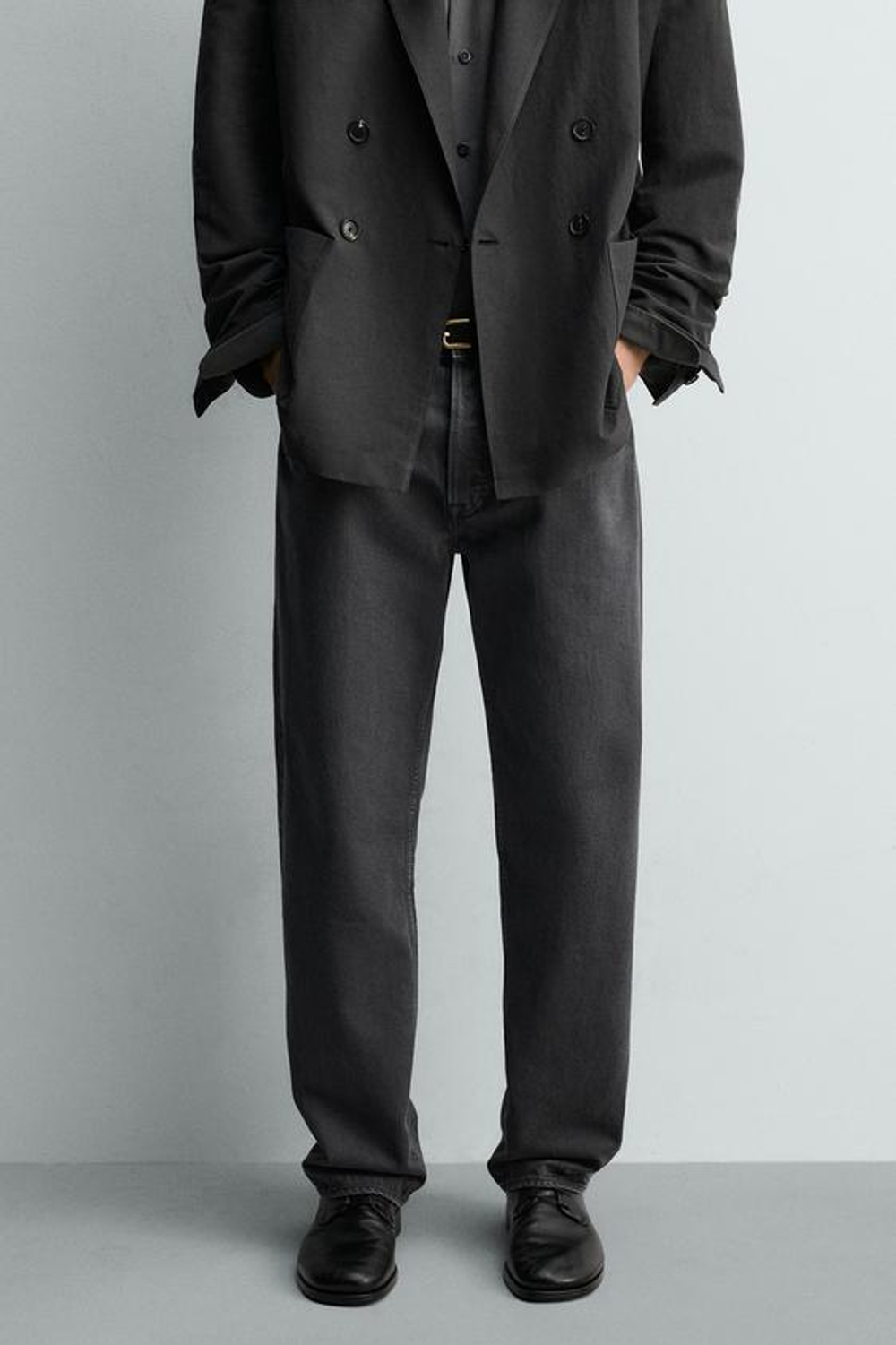 ZARA ДЖИНСЫ STRAIGHT FIT, СЕРО-СИНИЙ