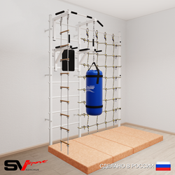 Шведская стенка Sv Sport 57250 (Турник стандарт/Брусья/Лестница/Цепь/Мешок 15кг/Мат 2м/Канатный лаз)