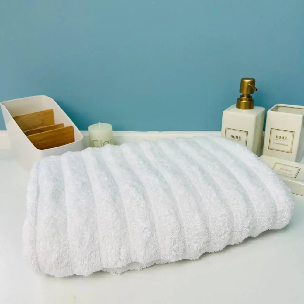 Полотенце махровое 70*140см «FLUFFY» цвет белоснежный 01-001, плотность 500гр/м2