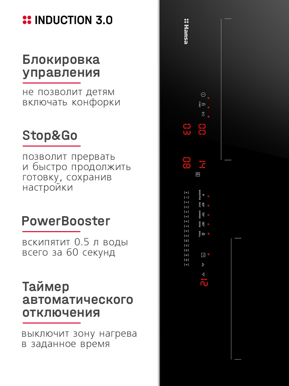 Индукционная панель Hansa BHI67606 | Черный | 1 год | Официальный магазин