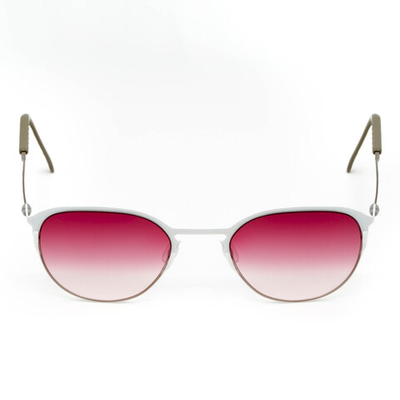 Белые солнцезащитные очки из титана с линзами красный градиент. Модель 21