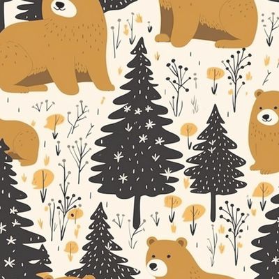 Медведи в зимнем лесу
