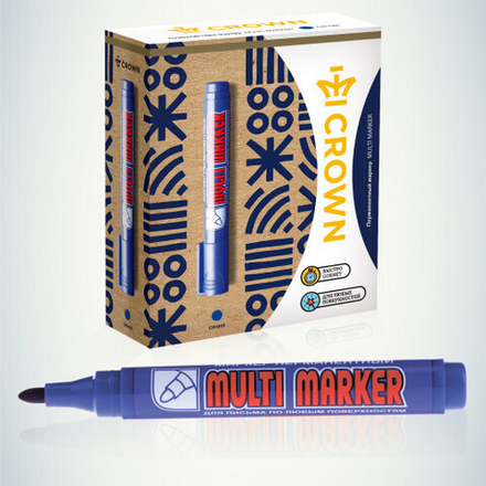 002675 Crown Маркер перманентный MULTI MARKER, СИНИЙ пулевидный 3мм (CPM-800)