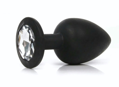 Анальная втулка черная с кристаллом Small прозрачный 7 см