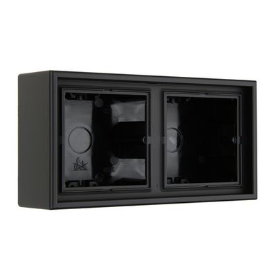 Накладная коробка для розеток 2-местная LIREGUS MODERN PMD-002.M/SWM чёрный матовый