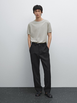 Massimo Dutti Легкая футболка из 100% хлопка, серый