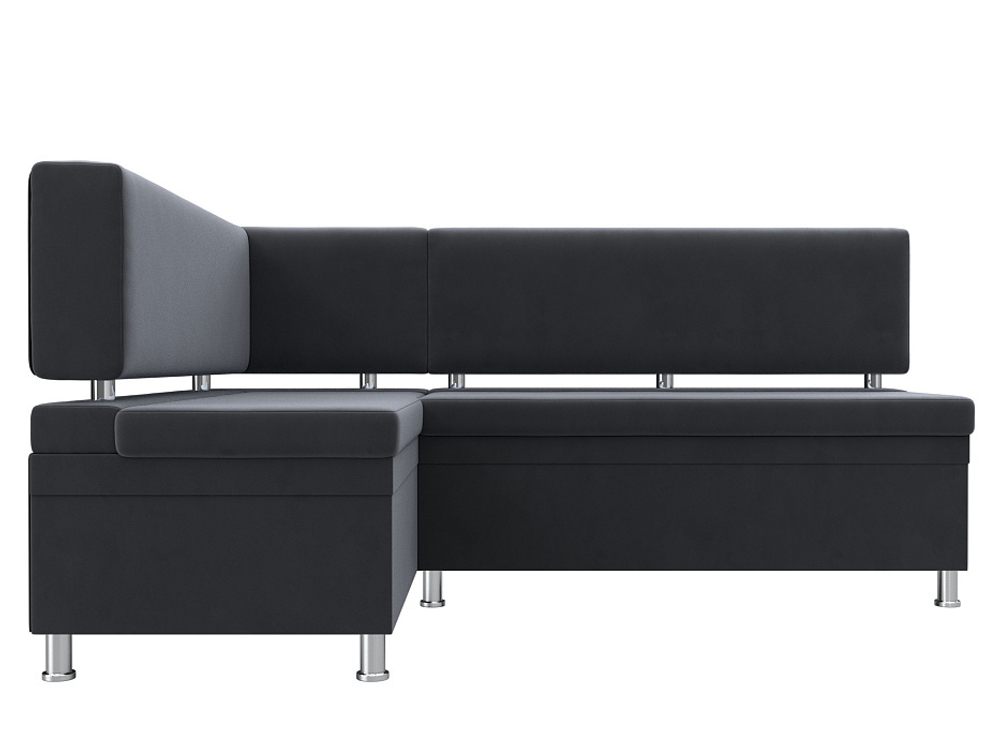 Диван кухонный угловой Стайл левый угол, Серый, Велюр, 111659L