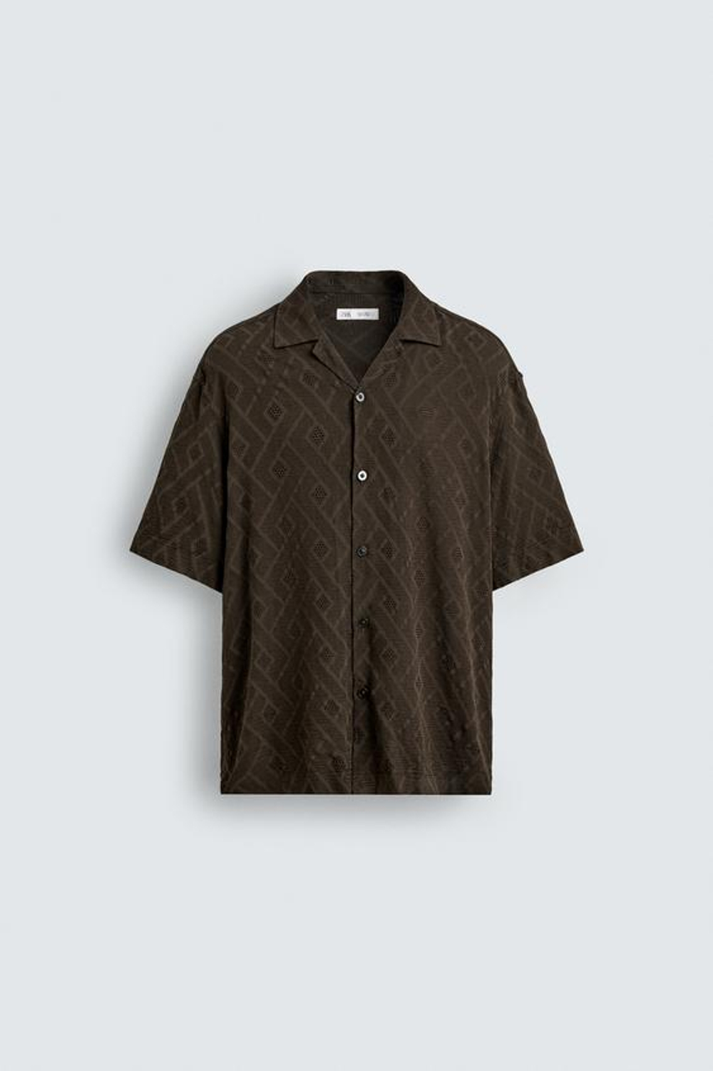 ZARА РУБАШКА JACQUARD С ГЕОМЕТРИЧЕСКИМ УЗОРОМ, КОРИЧНЕВЫЙ