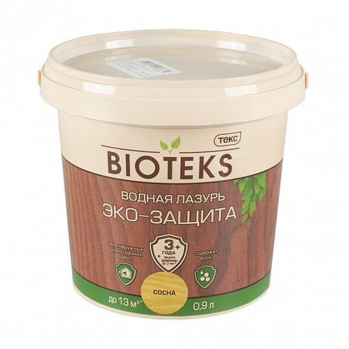 БИОТЕКС "ЭКО-ЗАЩИТА" Сосна 0,9л лазурь водная ТЕКСТ