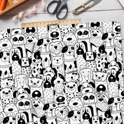 Ткань футер 2-х нитка силуэты собак