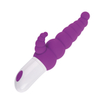 Фиолетовый ребристый вибратор с двумя точками стимуляции - 20 см. (Цвет: фиолетовый)