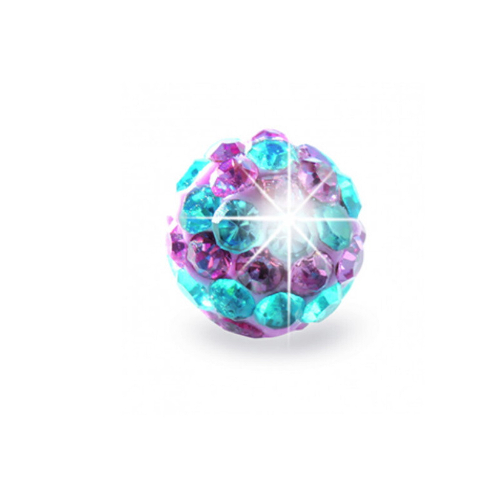 Медицинские серьги-гвоздики Rose Crystal / Aqua Stripes Ball Biojoux BJT8164