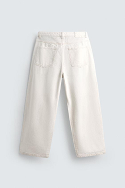 ZARA ДЖИНСЫ BALLOON FIT, БЕЛЫЙ