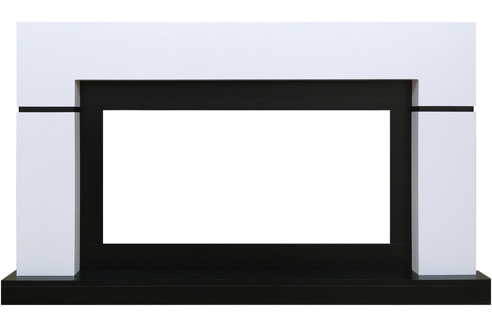 Каминокомплект Lindos - Белый с черным (Ширина 1470мм) с очагом Vision 42 LED