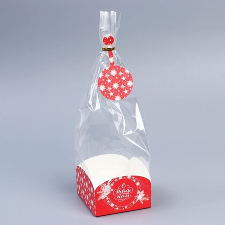 Пакет подарочный с коробкой «С Новым годом», 9×9×35 см