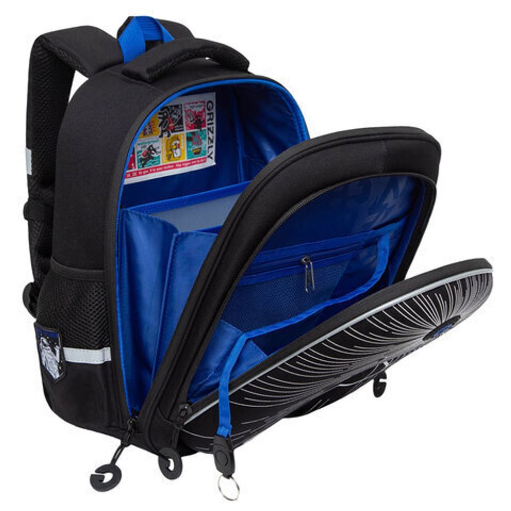 Ранец GRIZZLY анатомическая спинка, c бейджем, для мальчиков, "SPACE", 36х28х20 см, RAz-287-3/1