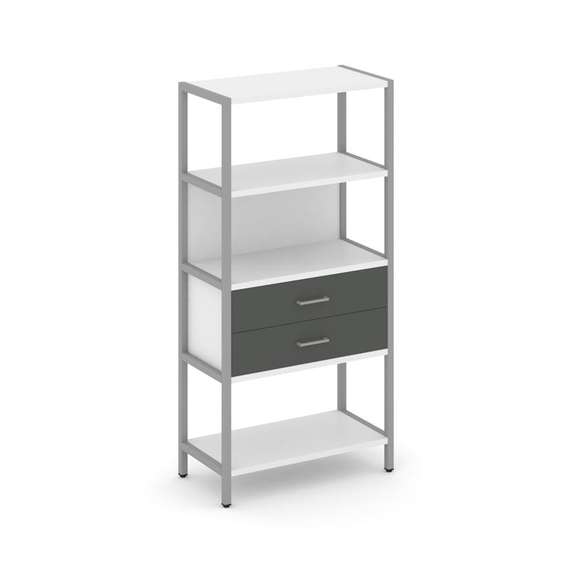 Shelf System Односекционный стеллаж четырехярусный с ящиками SN.STM-412 Белый/Антрацит/Металл Серый