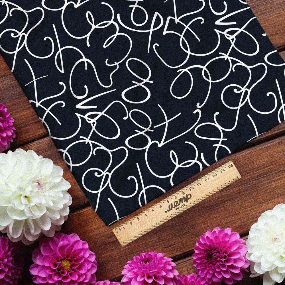 Ткань дюспо белые цифры на черном фоне