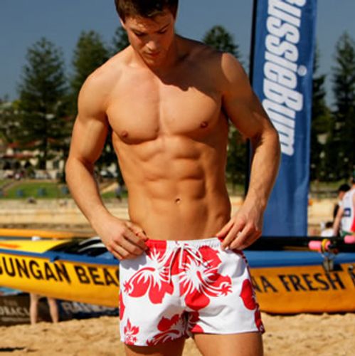 Мужские плавательные шорты красные Aussiebum  Beach Short Scent Waratah