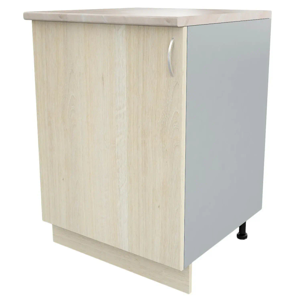 Шкаф КМ_Ринг напольный 60см с 1 дв. Св. дуб шамони/серый