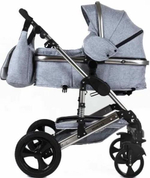 Коляска-трансформер 3В1 с автолюлькой Luxmom 555 Серый текстиль