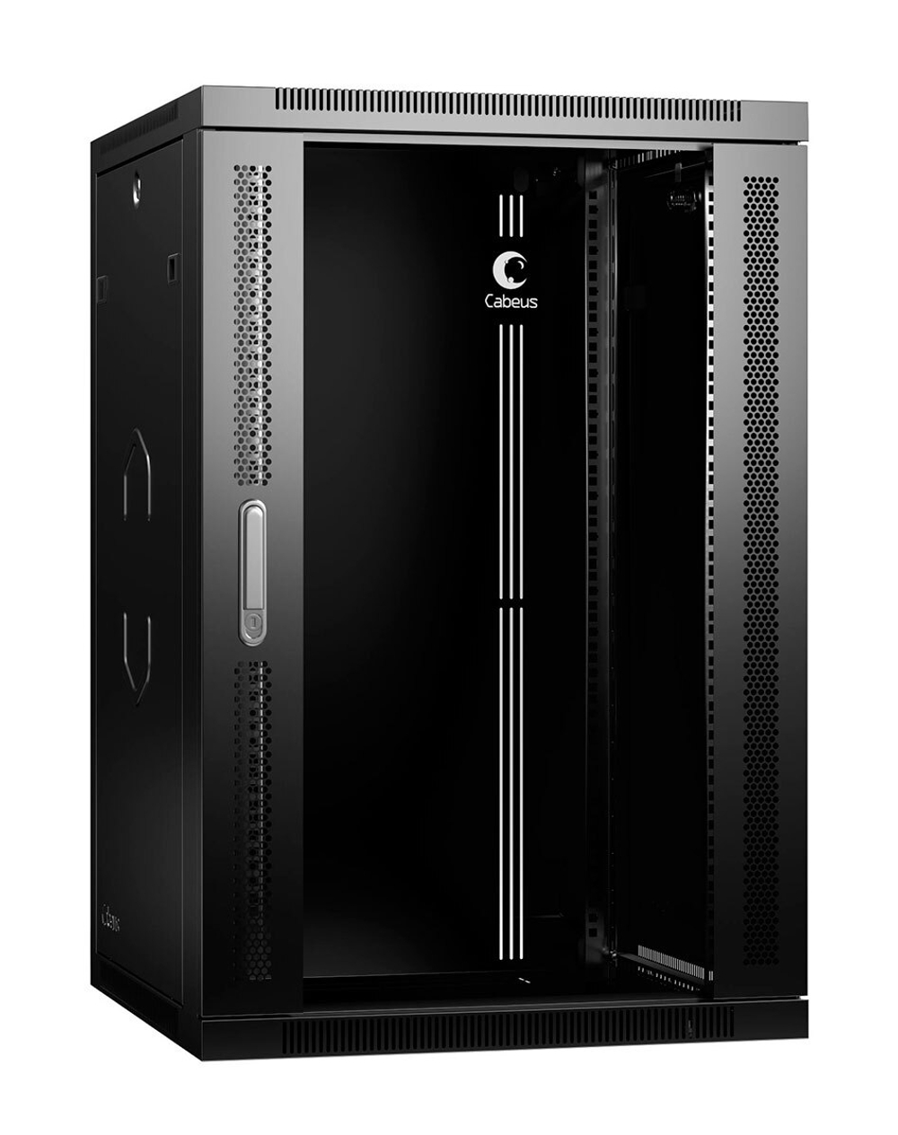 Шкаф настенный 19", 18U Cabeus SH-05F-18U60/45-R-BK