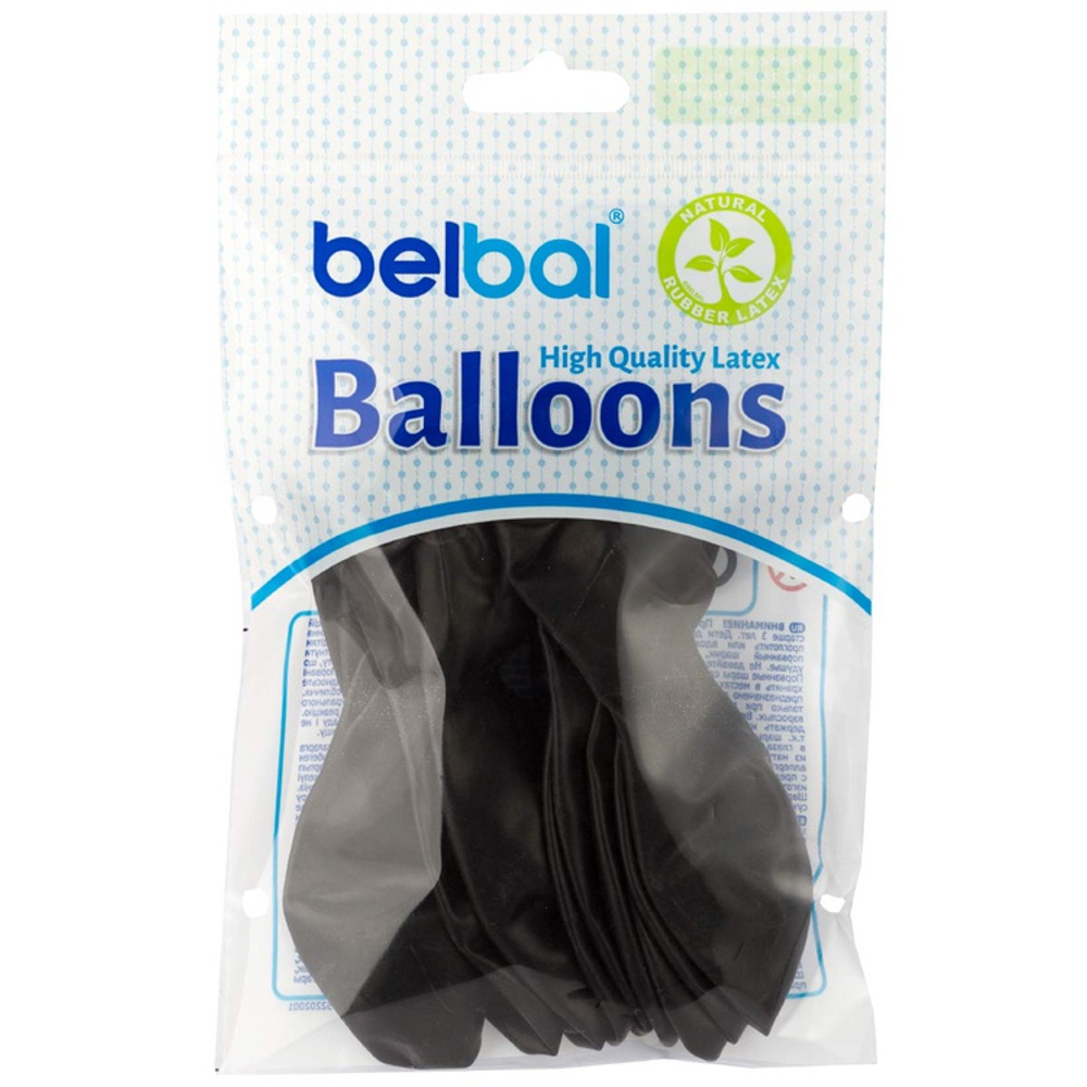 Шар латексный Экстра Набор 12 шт Пастель 36 см (Черный)