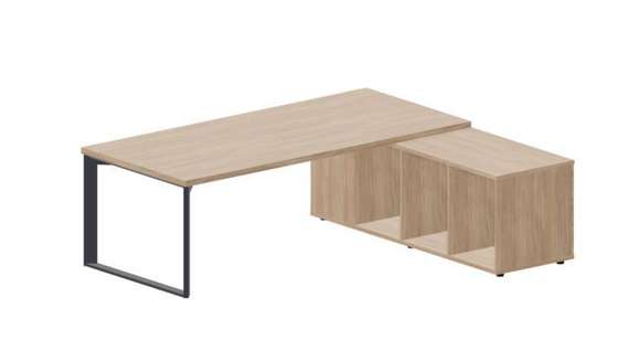 Стол Fortum на опорной сервисной тумбе (правый) 220(+0/15/30)х180х74см